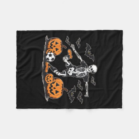 Funny Skeleton Soccer Men Boys Kids Halloween Cost Fleece Deken (Voorkant (Horizontaal))