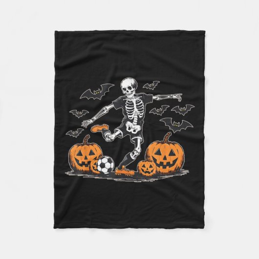 Funny Skeleton Soccer Men Boys Kids Halloween Cost Fleece Deken (Voorkant)