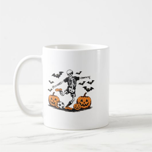 Funny Skeleton Soccer Men Boys Kids Halloween Cost Koffiemok (Links)
