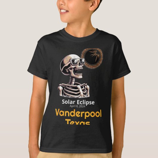 Funny Skeleton Solar Eclipse Vanderpool Texas T-shirt (Voorkant)