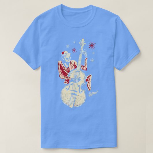 Funny Skeleton Spelen Guitar Jazz Music  G T-shirt (Design voorkant)