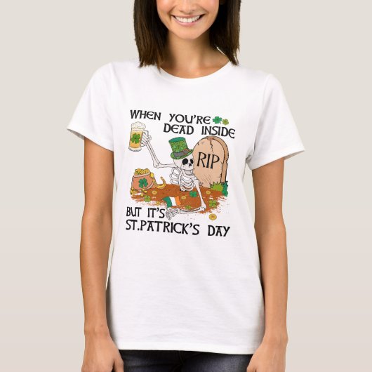 Funny Skeleton St. Patrick's Day T-shirt (Voorkant)