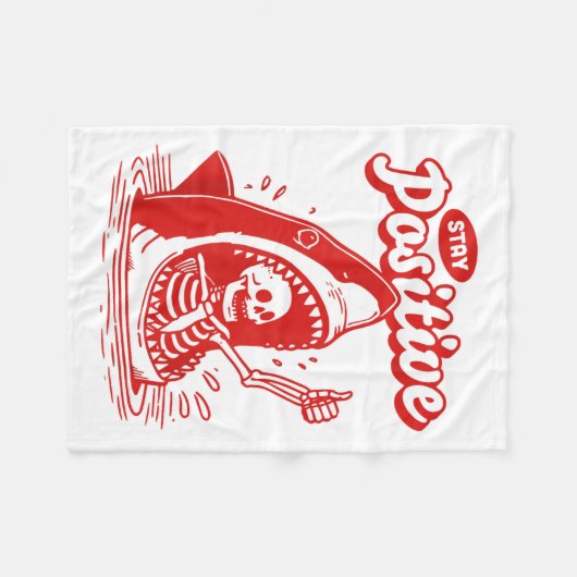 Funny Skeleton Stay Sitive Shark Beach Motivationa Fleece Deken (Voorkant (Horizontaal))