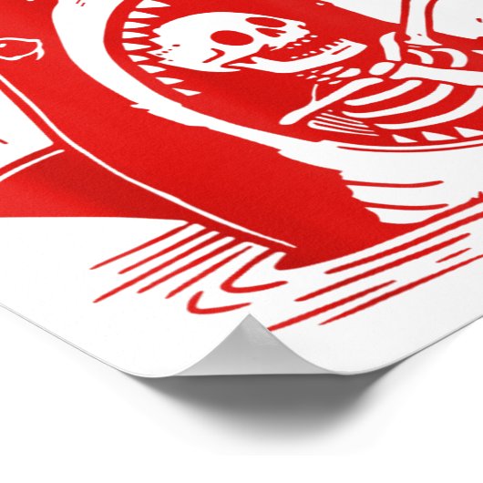 Funny Skeleton Stay Sitive Shark Beach Motivationa Poster (Hoek)