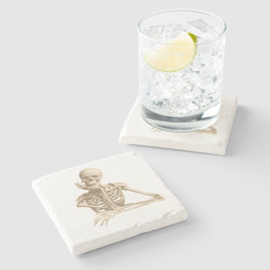 Funny Skeleton Stenen Onderzetter (Zijkant)