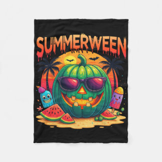 Funny Skeleton Summer Summerween Watermelon Jack-o Fleece Deken