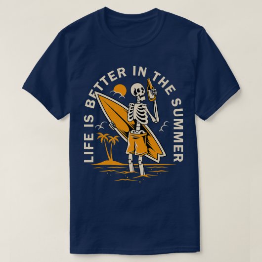 Funny Skeleton Surfer Funny Wave Surfred Surf Kost T-shirt (Design voorkant)