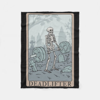 Funny Skeleton Tarot Card Deadlifter Bodybuilding Fleece Deken