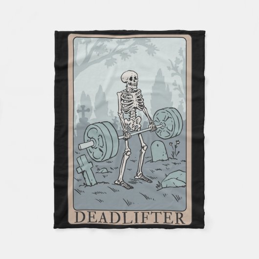 Funny Skeleton Tarot Card Deadlifter Bodybuilding  Fleece Deken (Voorkant)