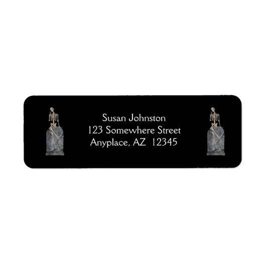 Funny Skeleton Tombstone Halloween Address Label (Voorkant)