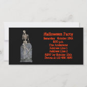 Funny Skeleton Tombstone Halloween Invite (Voorkant)