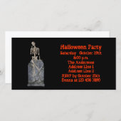 Funny Skeleton Tombstone Halloween Invite (Voorkant / Achterkant)