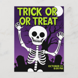 Funny Skeleton Trick or Treat Party Feestdagenkaart