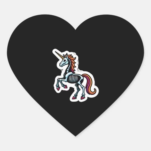 Funny Skeleton Unicorn Lovers Spooky Halloween Cos Hart Sticker (Voorkant)