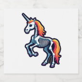 Funny Skeleton Unicorn Lovers Spooky Halloween Cos Sparkling Wijnetiket (Enkel label)