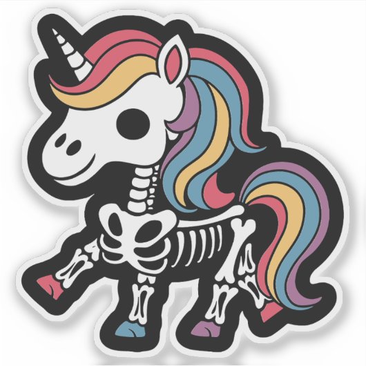 Funny Skeleton Unicorn Lovers Spooky Halloween Sticker (Voorkant)