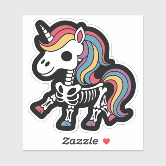 Funny Skeleton Unicorn Lovers Spooky Halloween Sticker (Vel)