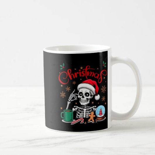 Funny Skeleton Waiting For Christmas Kids Men Wome Koffiemok (Rechts)