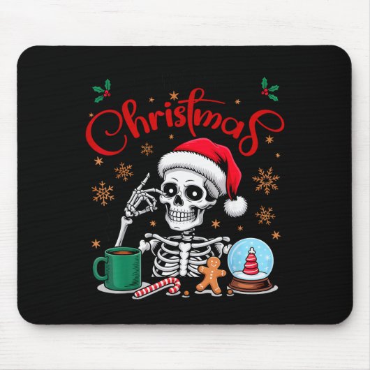 Funny Skeleton Waiting For Christmas Kids Men Wome Muismat (Voorkant)