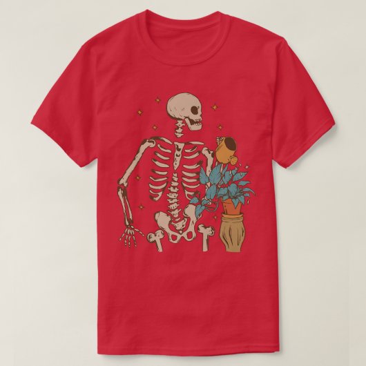 Funny Skeleton Watering Plant Gardening T-shirt (Design voorkant)