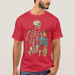 Funny Skeleton Watering Plant Gardening T-shirt