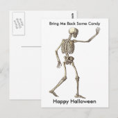 Funny Skeleton Waving Haal Snoep Halloween terug Briefkaart (Voorkant / Achterkant)