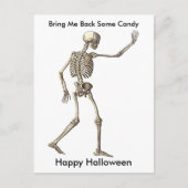 Funny Skeleton Waving Haal Snoep Halloween terug Briefkaart (Voorkant)