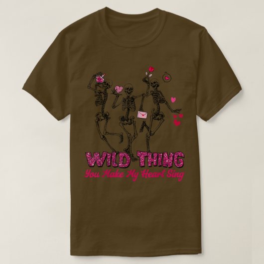 Funny Skeleton Wild Ding Je maakt mijn hart Sing V T-shirt (Design voorkant)