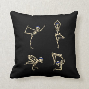 Funny Skeleton Yoga Workout Poses Halloween Kussen