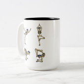 Funny Skeleton Yoga Workout Poses Halloween Tweekleurige Koffiemok (Voorkant links)