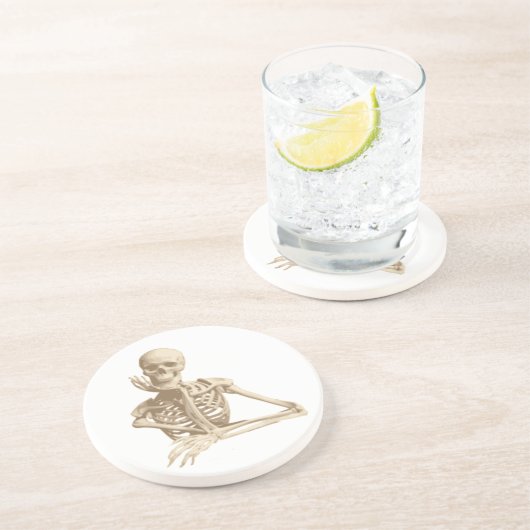 Funny Skeleton Zandsteen Onderzetter (Zijkant)