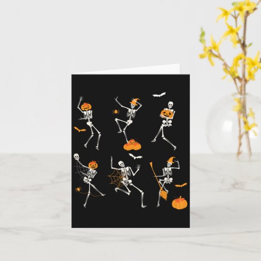 Funny Skeletons Danser Dance Challenge Halloween Kaart (Gele Bloem)