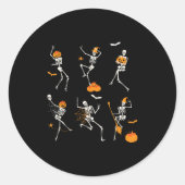 Funny Skeletons Danser Dance Challenge Halloween Ronde Sticker (Voorkant)