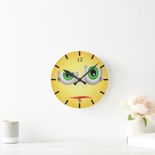 Funny Skeptic Emoji Face Ronde Klok (Huis)