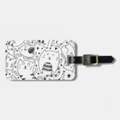 Funny sketchy dansende kattendoedels patroon bagagelabel (Voorkant horizontaal)