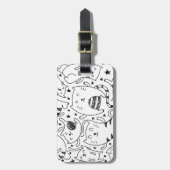 Funny sketchy dansende kattendoedels patroon bagagelabel (Voorkant verticaal)