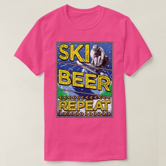 Funny Ski Beer Repeat Skiing Drink Skiers T-shirt (Design voorkant)