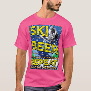 Funny Ski Beer Repeat Skiing Drink Skiers T-shirt