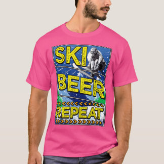 Funny Ski Beer Repeat Skiing Drink Skiers T-shirt
