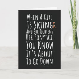 Funny Ski Cards Girls Skier Skiing Women For Her Kaart