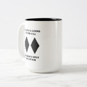 Funny Ski mijn leven gaat naar beneden met zwarte  Tweekleurige Koffiemok (Voorkant links)