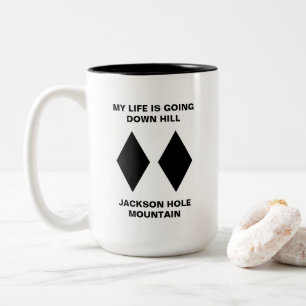 Funny Ski mijn leven gaat naar beneden met zwarte  Tweekleurige Koffiemok