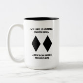Funny Ski mijn leven gaat naar beneden met zwarte  Tweekleurige Koffiemok (Links)