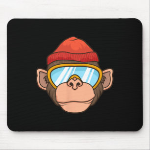 Funny Ski Monkey Bril Gorilla Skiën Berg G Muismat