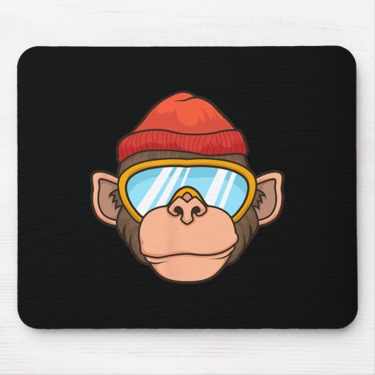 Funny Ski Monkey Bril Gorilla Skiën Berg G Muismat (Voorkant)