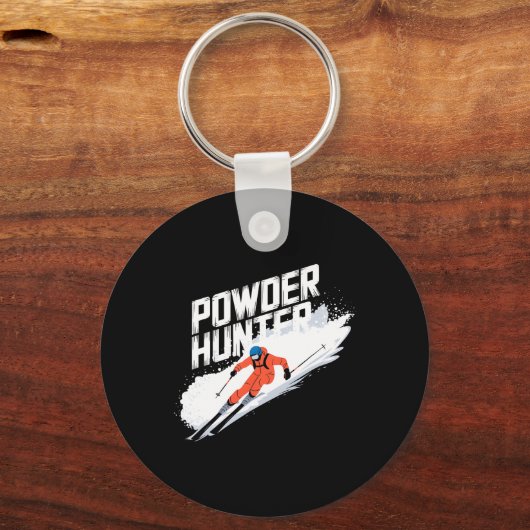 Funny Ski Powder Hunter Alpine Skier  Sleutelhanger (Voorkant)