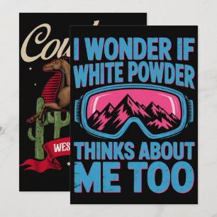 Funny Ski Snowboard Winter T-shirt voor op de Skip Feestdagenkaart