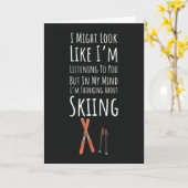 Funny Skier Cards Winter Sports Skiing Ski Lover Kaart (Gele Bloem)