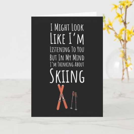 Funny Skier Cards Winter Sports Skiing Ski Lover Kaart (Gele Bloem)