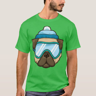 Funny Skier Snowboard Skiing Dog Pug Lover Gift T-shirt